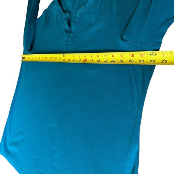 LL Bean Tee Shirt Three Quarter Sleeve Splitneck Teal Womens Size 2X Plus - Picture 9 of 10